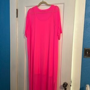 Dressed in LaLa karma oversized mesh dress. Hot pink. Medium. No snags